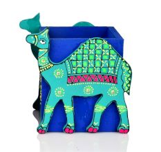 Handcrafted Wooden Camel Motif Pen Stand